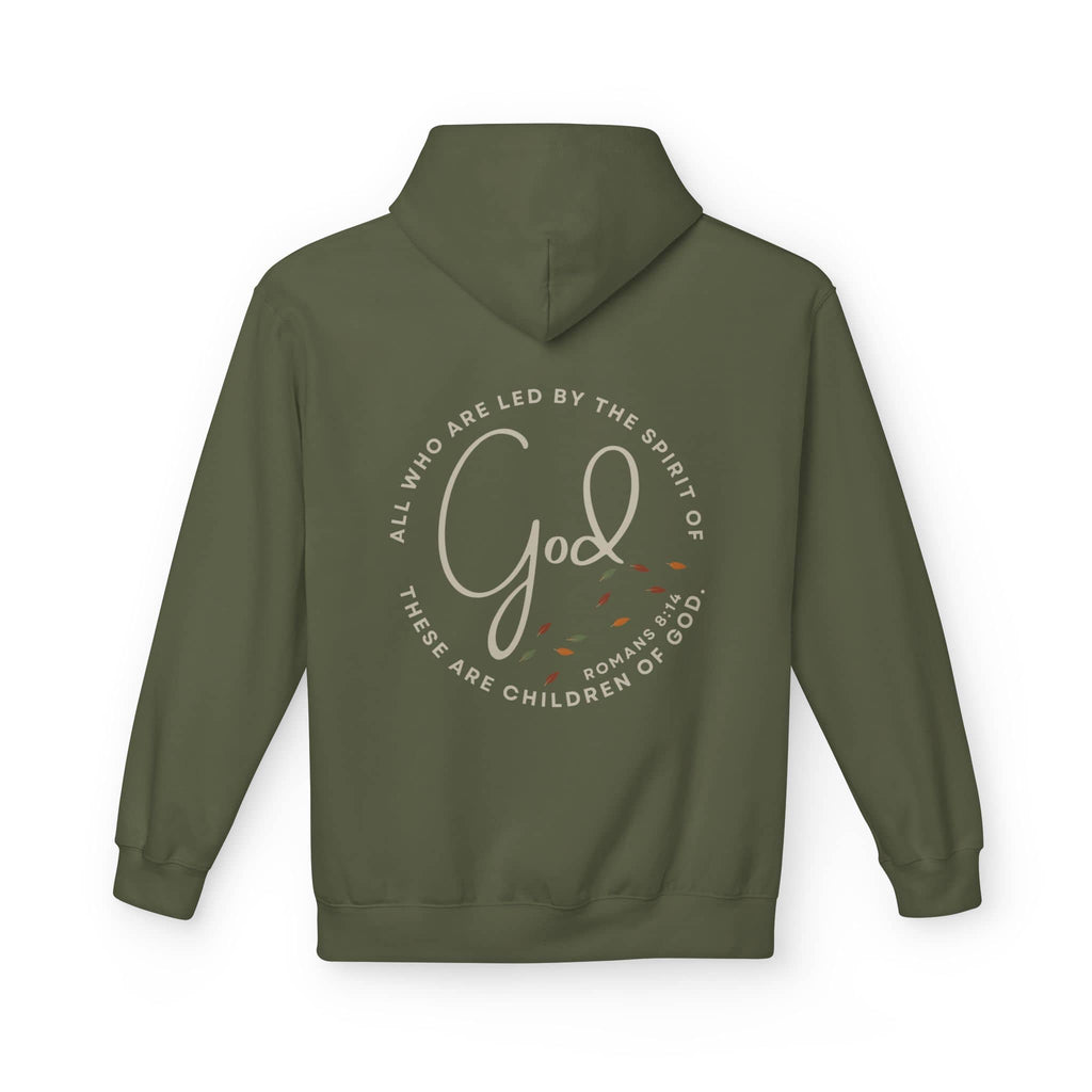 Spirit of God Lead Me sweatshirt in olive green with inspirational design on the back