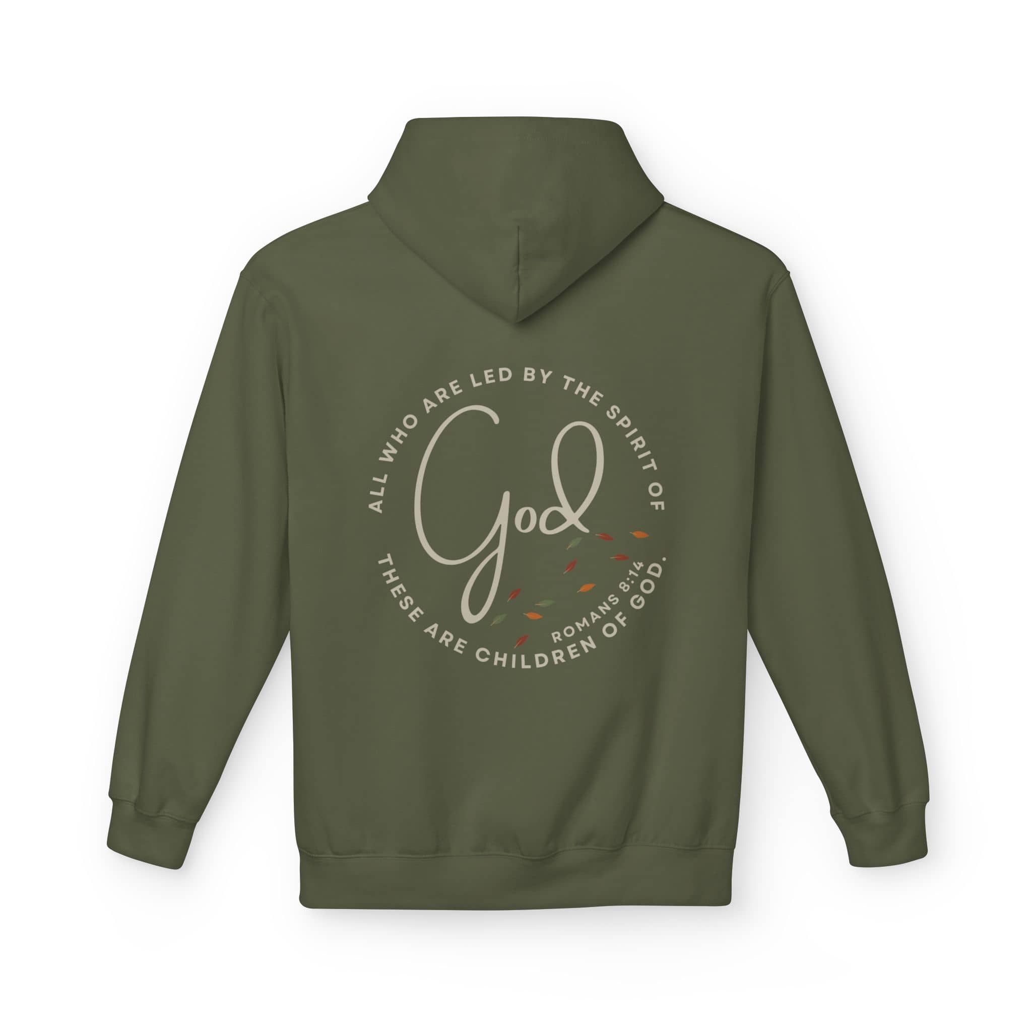 Spirit of God Lead Me sweatshirt in olive green with inspirational design on the back