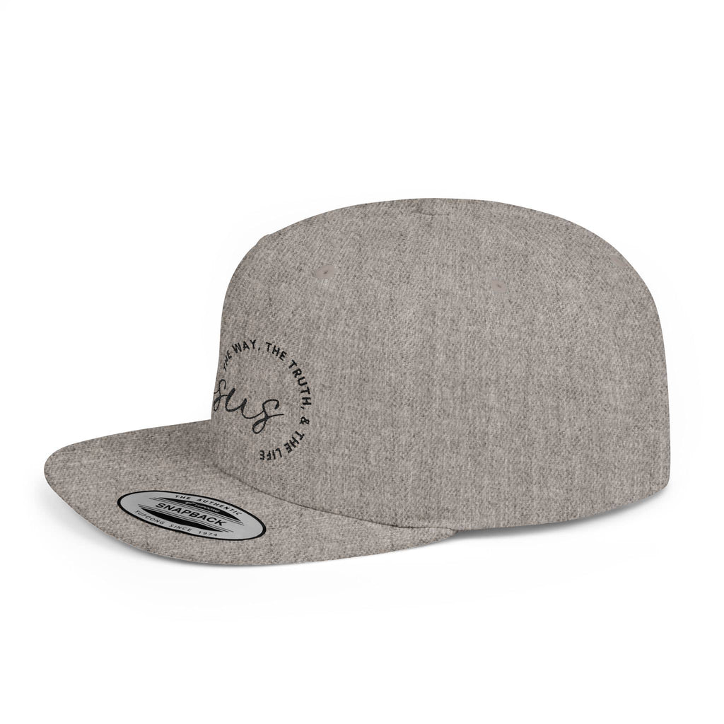 The Way The Truth The Life Hat in gray with a stylish flat brim design