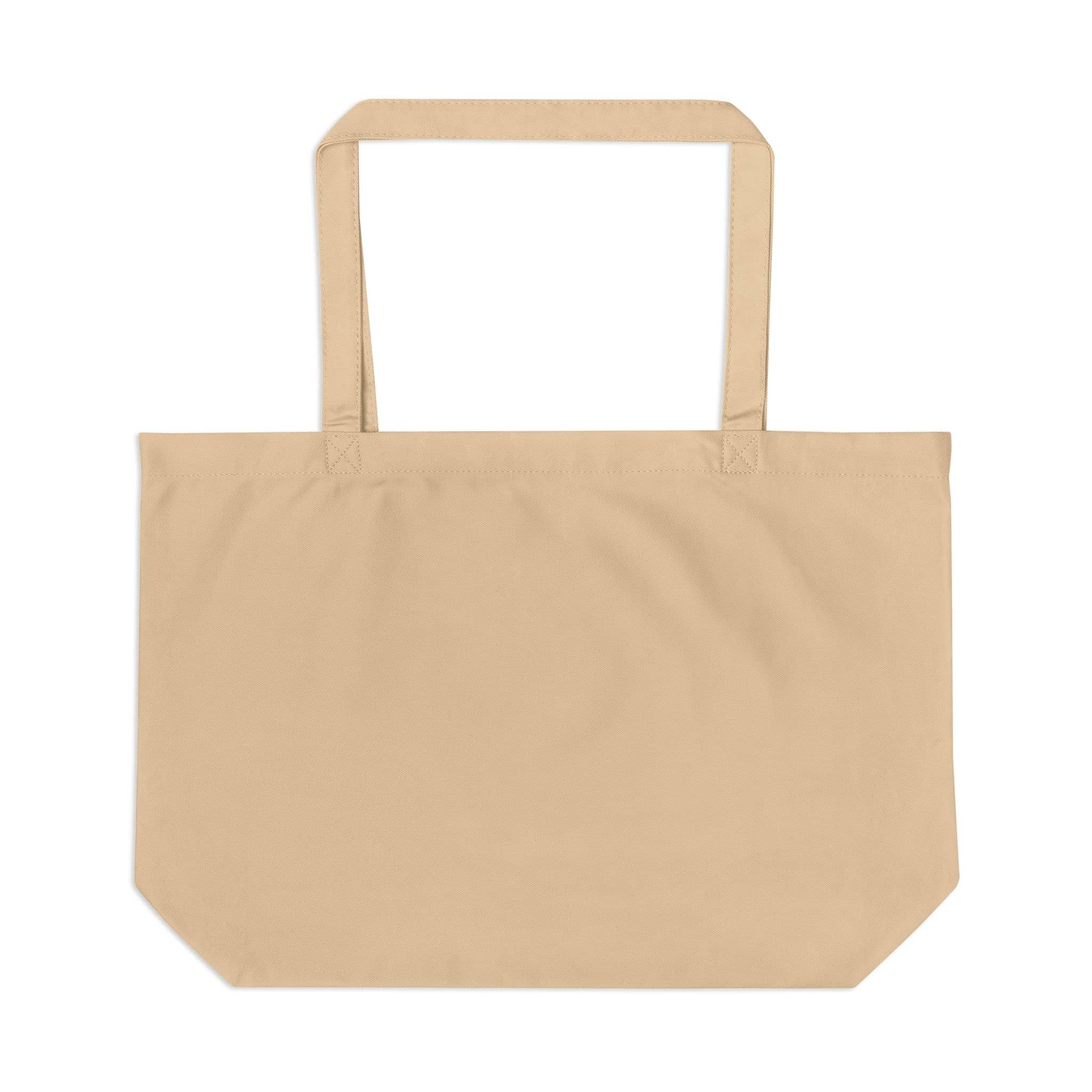 Canvas tote bag with 'The Way, The Truth, The Life' written on it in beige color, back view